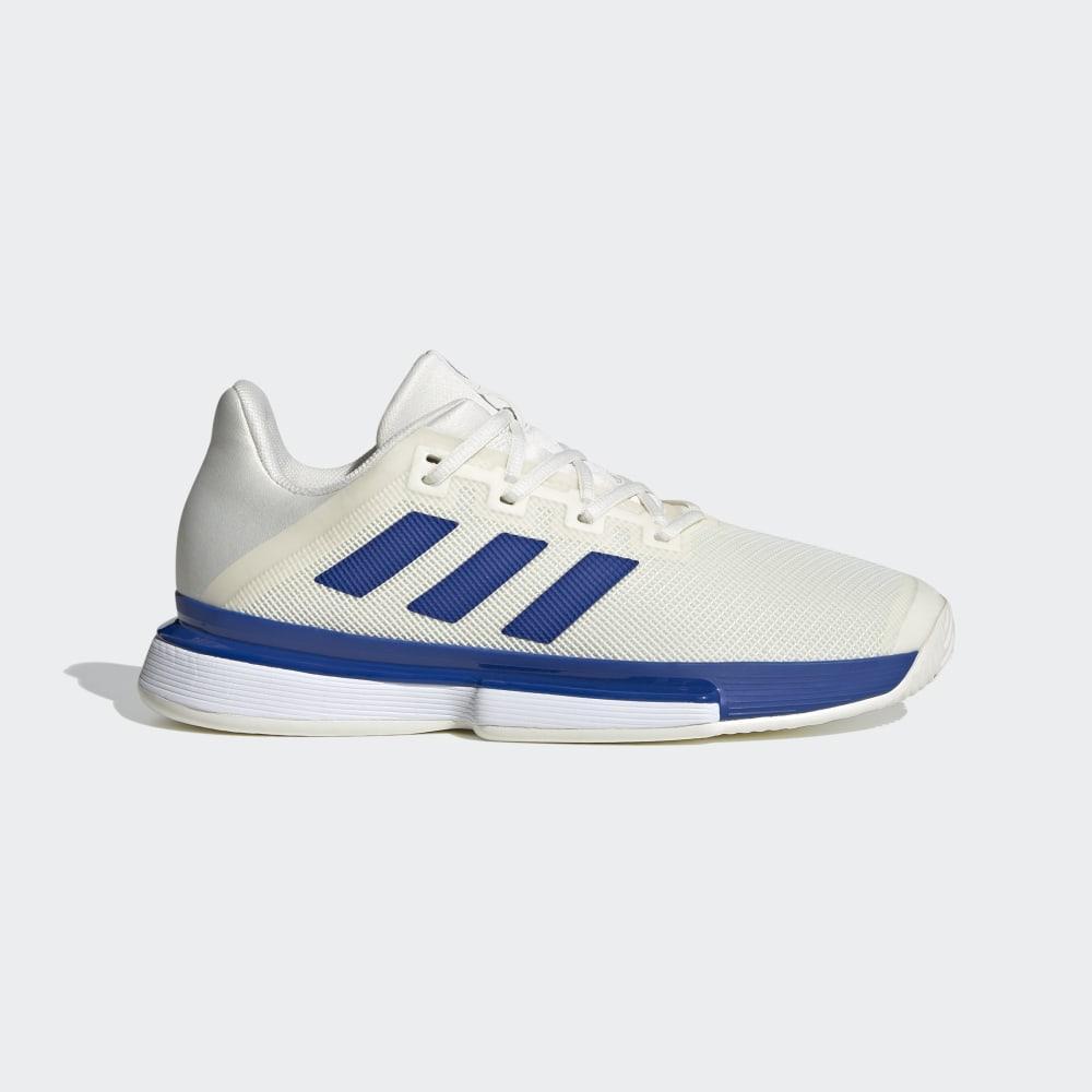 Adidas Men's SoleMatch Bounce Hard Court Tennis Shoes White/Royal/White Ireland EG2215